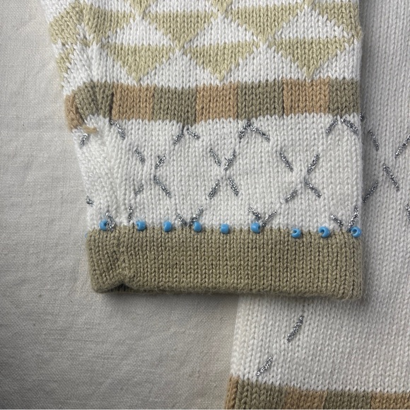 Storybook Knits Cream Cardigan with Blue Accents - Picture 4 of 13